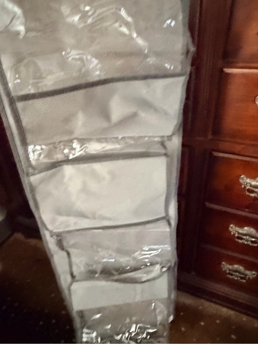 Hanging Closet Organizer with Clear Front Pockets - White
